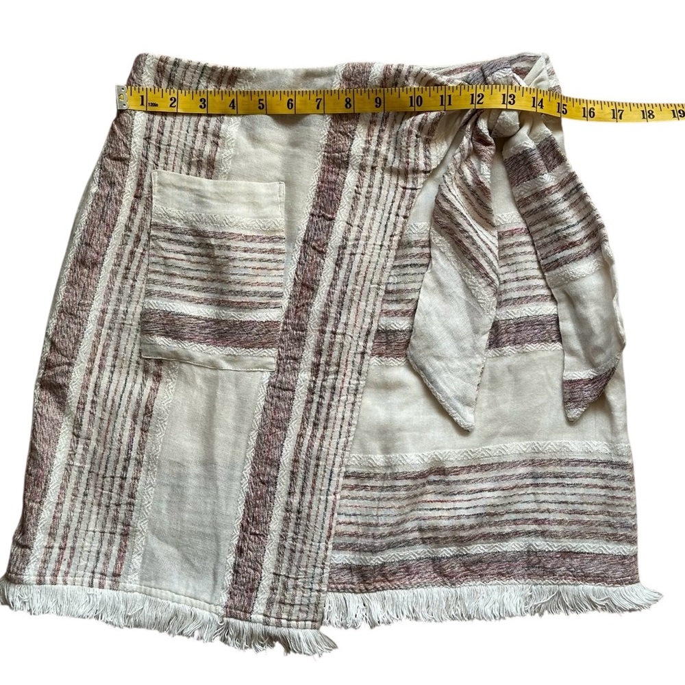 Anthropologie Holding Horses Avery Striped Fringe Faux Wrap Mini Skirt - 2 - Picture 13 of 13